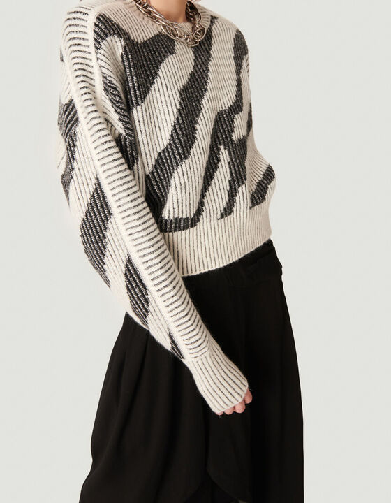 VORYTA RIBBED ZEBRA PRINT SWEATER